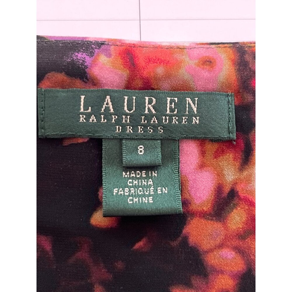 Lauren Ralph Lauren Floral Sheath Dress Womens 8 Ruched Midi Used - Picture 6 of 12